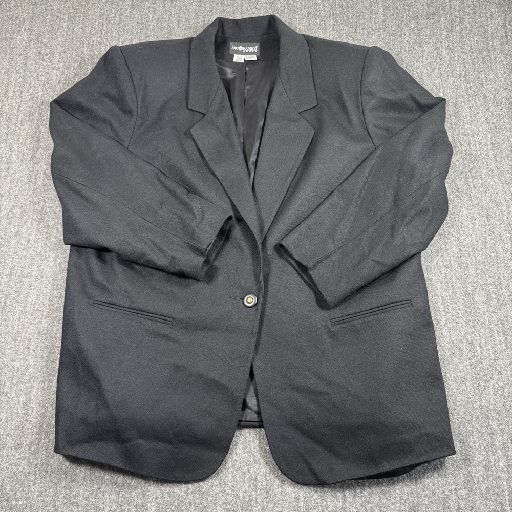 Sag Harbor Woman Blazer 24W Black Plus Size One Button Career Suit Jacket